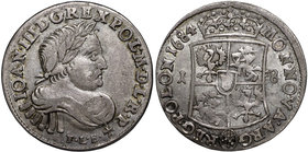 Jan III Sobieski, Ort 1684 Bydgoszcz - inicjały blisko krzyża
 Ładny egzemplarz. Sporo połysku menniczego. Patyna. Nalot. Wariant z inicjałami Borati...