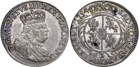August III Sas, Trojak 1754 Lipsk - piękny
 Piękny, okołomenniczy egzemplarz. Piękny połysk menniczy, częściowo przykryty patyną starego zbioru. Odmi...