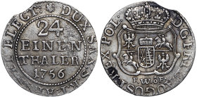 August III Sas, 1/24 talara 1756 Drezno
 Ładny egzemplarz, o bardzo dobrze zachowanym detalu. Wybity z końcówki blachy. Patyna. Srebro, średnica 20 m...