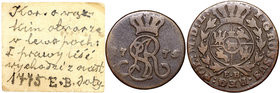 Poniatowski, Grosz 1775 EB - ex Soubise-Bisier
 Obiegowy egzemplarz. Dołączona karteczka ze zbioru Soubise-Bisier'a. Moneta pokazana u Gorzkowskiego ...
