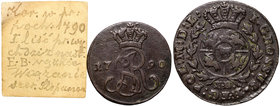 Poniatowski, Grosz 1790 EB - ex Soubise-Bisier
 Obiegowy egzemplarz. Dołączona karteczka ze zbioru Soubise-Bisier'a. Miedź, średnica 21 mm, waga 3,64...