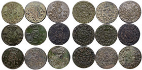 Poniatowski, Zestaw grosz 1767-1788 (9szt)
 Naturalne, obiegowe egzemplarze. Różne roczniki. 
Grade: VF-/VF 
Estimate: EUR 46 - 69