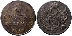 Królestwo Polskie, 3 grosze 1830 - PCGS AU50
 Bardzo ładny egzemplarz, jak na ten typ. Moneta doceniona wysoką notą w gradingu PCGS. 
Grade: PCGS AU...