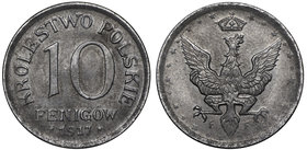 Królestwo Polskie, 10 fenigów 1917
 Bardzo ładny egzemplarz. 
Grade: XF+ 
Reference: Parchimowicz 6.a
Estimate: EUR 16 - 28