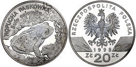 III RP, 20 złotych 1998 Ropucha 
 Menniczy egzemplarz. Moneta w gradingu GCN w nocie PR70. 
Grade: Proof 
Estimate: EUR 69 - 80