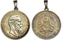 Germany, 2 mark 1888 
Niemcy, Zawieszka patriotyczna z 2 marek 1888 - złocona
 Cikeawy patriotyk wykonany z 2-markówki 1888 z Fryderykiem III. Nakła...
