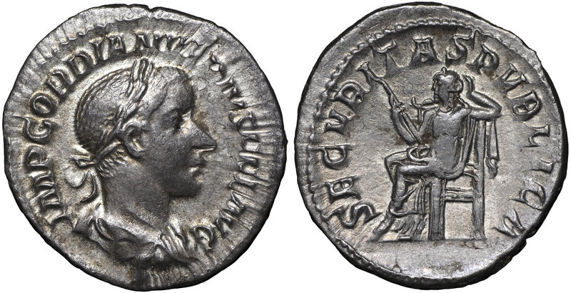 Roman Empire, Gordian III, Denarius
Rzym, Gordian III, Denar 
 Bardzo ładny eg...