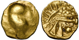Celtic, Boii, 1/24 stater gold - Athena-Alkis
Celtowie, Bojowie(?), 1/24 statera - Atena-Alkis
 Bardzo ładny egzemplarz, dobrze wybity. Awers: zbarb...