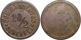 Pomorze, Dominium Godętowo, Scheffel 10/2
 Ładny egzemplarz ciekawego pieniądza dominialnego z Godętowa. Miedź, średnica 30 mm, waga 6,71 g. 
Grade:...