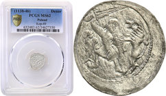 COLLECTION Medieval coins
POLSKA/POLAND/POLEN/SCHLESIEN/GERMANY

Wladyslaw II Wygnaniec. (1138-1146). Denar PCGS MS62 
Aw.: Książę na tronie z mie...