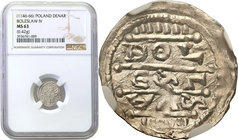 COLLECTION Medieval coins
POLSKA/POLAND/POLEN/SCHLESIEN/GERMANY

Boleslaw IV the Curly. (1146-1173). Denar (1157-1166) NGC MS63 RARITY R5 
Aw.: Ce...
