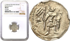 COLLECTION Medieval coins
POLSKA/POLAND/POLEN/SCHLESIEN/GERMANY

Boleslaw lV Kedzierzawy. (1146-1173). Denar (1146-1157) NGC MS63 
Aw.: Rycerz z t...