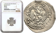 COLLECTION Medieval coins
POLSKA/POLAND/POLEN/SCHLESIEN/GERMANY

Boleslaw lV the Curly. (1146-1173). Denar (1146-1166) NGC MS62 
Aw.: Popiersie ks...