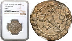 COLLECTION Medieval coins
POLSKA/POLAND/POLEN/SCHLESIEN/GERMANY

Poland/Czech. Waclaw II Czeski (1300-1305). Grosz praski NGC MS62 
Aw.: Korona, n...