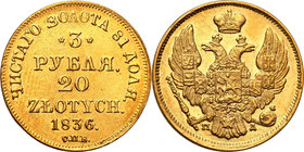 Poland XIX century / Russia 
POLSKA/ POLAND/ POLEN/ RUSSIA/ RUSSLAND/ РОССИЯ

Polska XIX w. 3 Rubel (Rouble) = 20 zlotych 1836 ПД, Petersburg 
Aw....