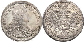 World coins 
Austria. Karol IV. Taler (thaler) 1725, Hall 
Subtelna, ciemna patyna. Intensywny połysk menniczy i wspaniale zachowane detale. Najpięk...