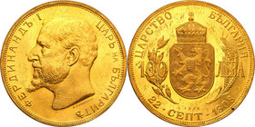 World coins
Bulgaria. Ferdinand I. (1887-1918). 100 lewa 1908, orginal strike
Pięknie zachowana moneta. Połysk, mikroryski w tle.Friedberg 5
Waga/W...