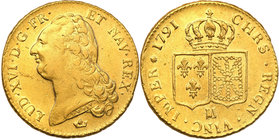 World coins 
France. Louis XVI 2 Louis dor 1791 M, Toulouse 
Połysk. Delikatne przetarcie najwyższych elementów reliefu. Friedberg 474
Waga/Weight:...
