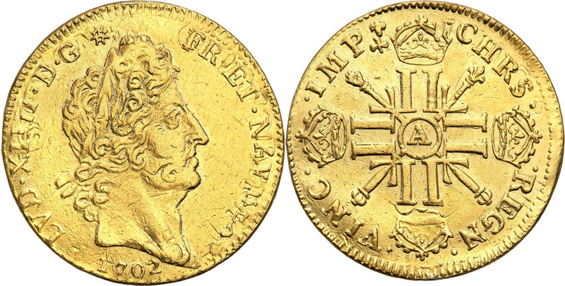 World coins 
France. Ludwik XIV (1643-1715). 1 Louis dor 1702 A, Paris 
Bardzo...