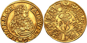 World coins
Germany, Brandenburgia-Prussia - Fryderyk Wilhelm (1640-1688). Ducat (Dukaten) 1666, Berlin - RARE var. ELECT
Aw.: Popiersie władcy w pr...