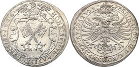 World coins 
Germany. Ferdynand II (1619-1627). Taler (Thaler) 1628 Regensburg (Ratyzbona) 
Aw.: Głowa anioła nad kluczami miasta w barokowym kartus...