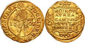 World coins 
Netherlands, Campen. Rudolf II (1576-1612). Ducat (Dukaten) 1603 
Wspaniale zachowany egzemplarz, intensywny połysk menniczy. Rzadszy d...