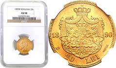 World coins 
Romania. Karol I. 20 Lei 1890 NGC AU58 
Bardzo ładny egzemplarz, dużo połysku menniczego.Moneta w amerykańskim gradingu NGC.Friedberg 3...