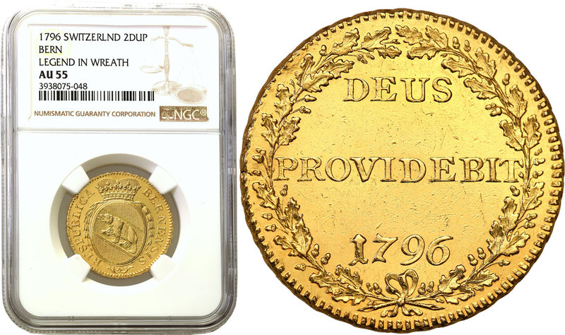 World coins 
Switzerland. 2 Duplone, Bern, 1796 NGC AU55 
Bardzo ładny, świeży...
