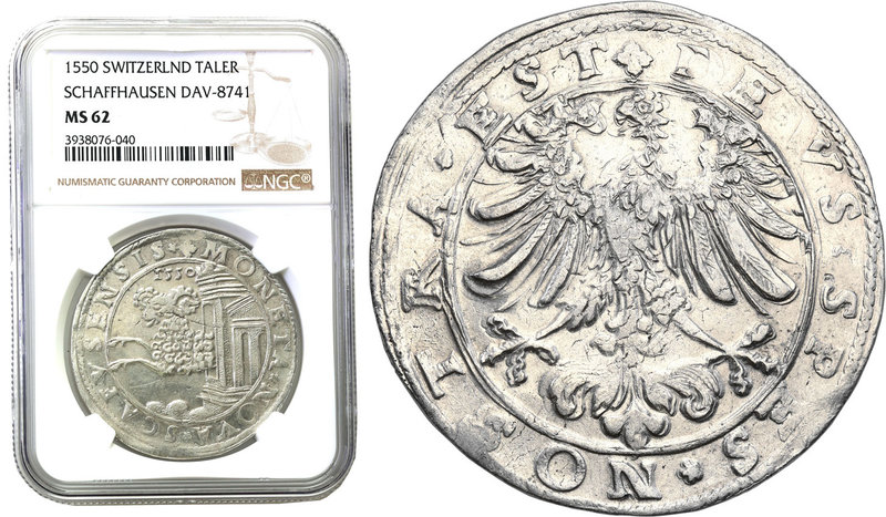 World coins 
Switzerland, Schaffhausen. Taler (thaler) 1550 NGC MS62 (MAX) 
Aw...