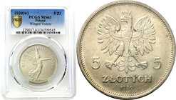 Poland II Republic - Circulation coins
POLSKA/ POLAND/ POLEN

Poland. 5 zlotych 1930 Nike PCGS MS63 (MAX)
Najwyższa nota gradingowa na świecie.Wyś...