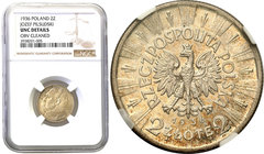 Poland II Republic - Circulation coins
POLSKA/ POLAND/ POLEN

Poland. 2 zlote 1936 Pilsudski NGC UNC - RARE 
Najrzadszy rocznik monety 2-złotowej ...