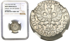 Poland II Republic - Circulation coins
POLSKA/ POLAND/ POLEN

Poland. 50 groszy 1923 DESTRUKT NGC MS63 MINT ERROR - UNIQUE 
Destrukty mennicze z o...