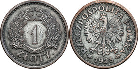 Probe coins of the Second Polish Republic
POLSKA / POLAND / POLEN / PROBE / PATTERN / SPECIMEN

Poland. PROBE / ESSAI  copper 1 zloty 1928 - RARITY...