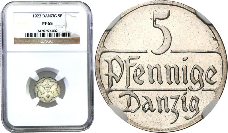 Danzig 
POLSKA/ POLAND/ POLEN

Free City Gdansk / Danzig. 5 fenig 1923, PROOF...