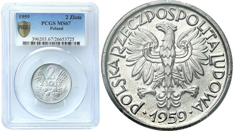 Coins Poland People's Republic
POLSKA/ POLAND/ POLEN

PRL. 2 zlote 1959 PCGS ...