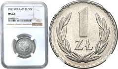 Coins Poland People's Republic
POLSKA/ POLAND/ POLEN

PRL. 1 zloty 1957 NGC MS65 - Rarest zloty coin 
Najrzadszy rocznik obiegowej monety złotowej...