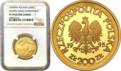 Polish Gold Coins since 1990
POLSKA/ POLAND/ POLEN/ PROBE/ PATTERN/ GOLD

Poland. 200 zlotych 1995 Chopin Competition - F. Chopin NGC PF70 ULTRA CA...