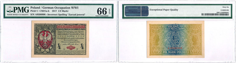 Banknotes
POLSKA/ POLAND/ POLEN / PAPER MONEY / BANKNOTE

1/2 Polish Mark 191...