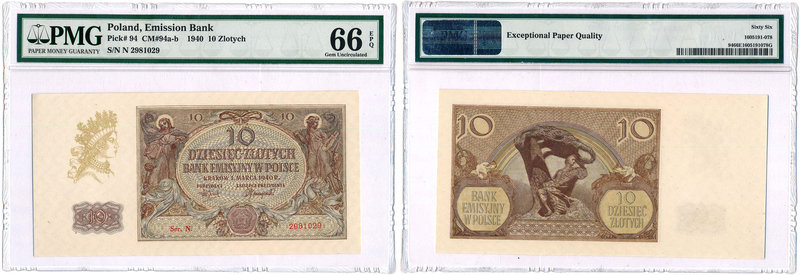 Banknotes
POLSKA/ POLAND/ POLEN / PAPER MONEY / BANKNOTE

10 zlotych 1940 ser...