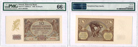 Banknotes
POLSKA/ POLAND/ POLEN / PAPER MONEY / BANKNOTE

10 zlotych 1940 ser N PMG EPQ 66 
Idealnie zachowany banknot w gradingu PMG 66 z dopiski...