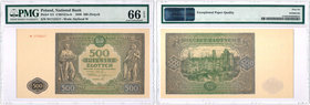 Banknotes
POLSKA/ POLAND/ POLEN / PAPER MONEY / BANKNOTE

PRL. 500 zlotych 1946 ser M PMG 66 EPQ (2 MAX) - RARITY R4 
Banknot w gradingu PMG z not...