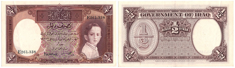 Banknotes
PAPER MONEY / BANKNOTE / RARE

Iraq. 1/2 dinara 1931 (1942) ser E -...