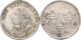 Charles X Gustav
Szwecja / Sweden / Schweden / Suède / Sverige

Karol X Gustaw (1654-1660). 2 Mark (Marki) 1656, Stockholm 
Aw.: Na płaszczyźnie k...