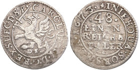Charles XI of Sweden
Szwecja / Sweden / Schweden / Suède / Sverige

Karol XI (1660-1697). 1/48 talara 1673, Szczecin / Stettin 
Aw.: W obwódce lin...