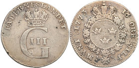 Gustav III of Sweden
Szwecja / Sweden / Schweden / Suède / Sverige

Gustaw III (1771-1792) 16 öre 1773 Stockholm 
Aw.: Ukoronowany monogram władcy...