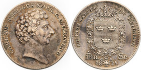 Charles XIV John of Sweden
Szwecja / Sweden / Schweden / Suède / Sverige

Karol XIV (1818-1844). 1/16 riksdalera 1835 Stockholm 
Aw.: Głowa władcy...