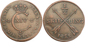 Charles XIV John of Sweden
Szwecja / Sweden / Schweden / Suède / Sverige

Karol XIV (1818-1844). 1/2 skilling 1822 Avesta 
Aw.: Ukoronowana litera...