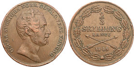 Oscar I of Sweden
Szwecja / Sweden / Schweden / Suède / Sverige

Oskar I (1844-1859). 2/3 skilling 1845, Stockholm 
Aw.: Głowa władcy w prawoW oto...
