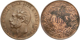 Oscar I of Sweden
Szwecja / Sweden / Schweden / Suède / Sverige

Oskar I (1844-1859). 5 öre 1857, Stockholm 
Aw.: Głowa władcy w lewoW otoku napis...