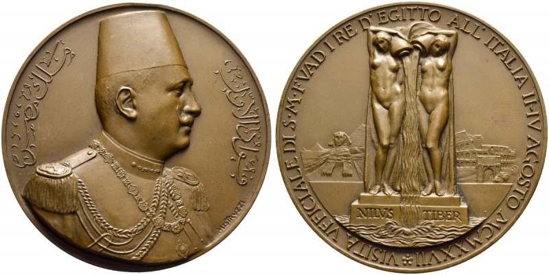 ÄGYPTEN 
 Fuad, 1917-1936 
 Bronzemedaille 1927. Auf den Besuch des Königs in ...